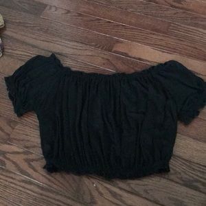 Black off the shoulder crop top